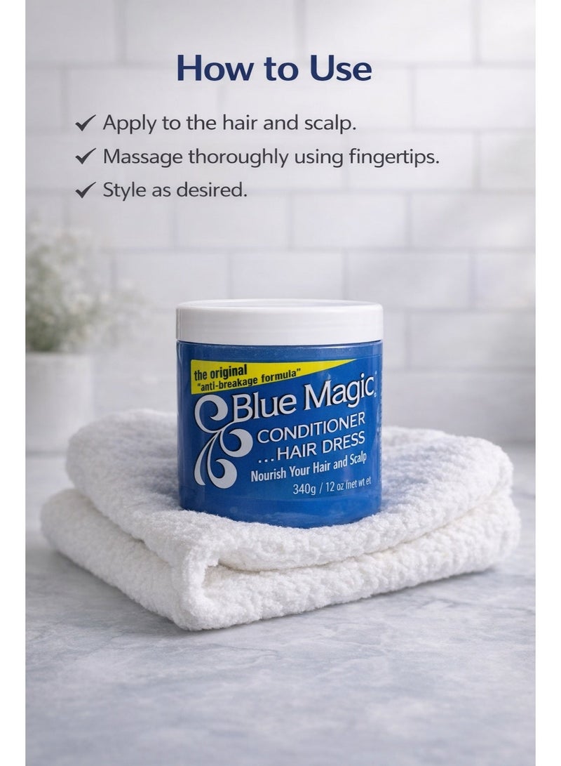 بلو ماجيك بلسم بلو ماجيك للشعر، تركيبة أصلية مضادة للتقصف، 340 غرام (12 أونصة) - كريم للشعر مقاوم للرطوبة للشعر الجاف والمجعد والمعرض للتقصف - Image 5